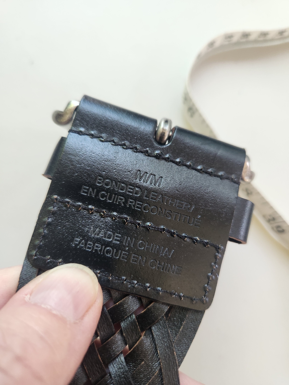 Woven Black Leather Belt with Silver Buckle - Picture 5 of 6